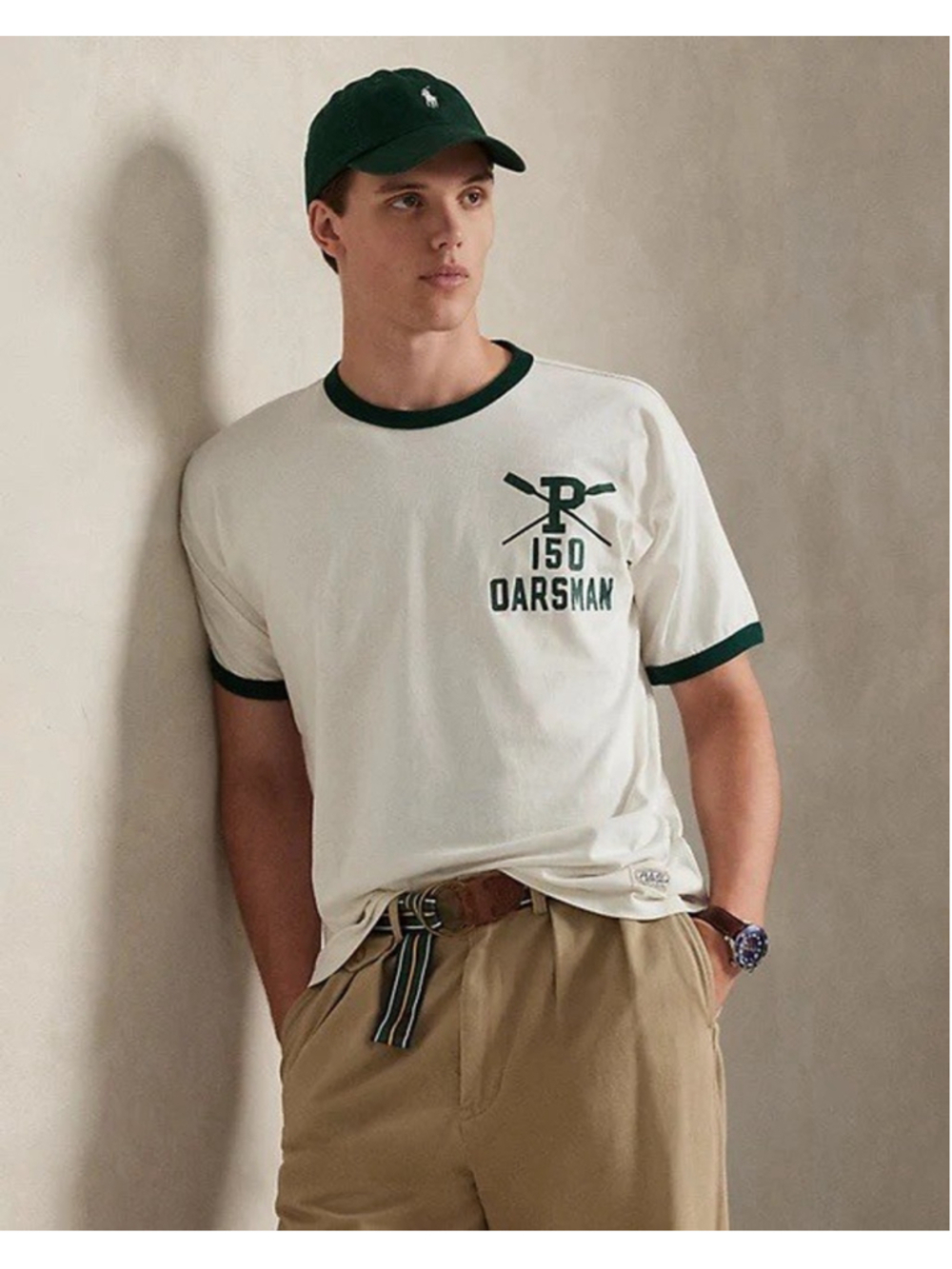 Polo Ralph Lauren Rowing Team Mens L Graphic Cotton Ringer Tee 150 Oarsman EUC!